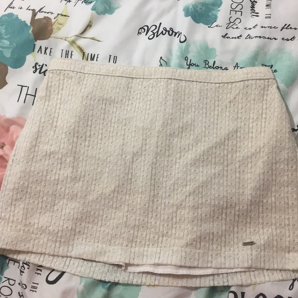Cream lace mini skirt